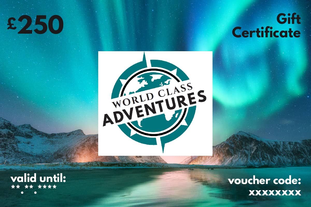 Personalised World Class Adventures gift voucher design