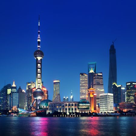Shanghai skyline at dusk