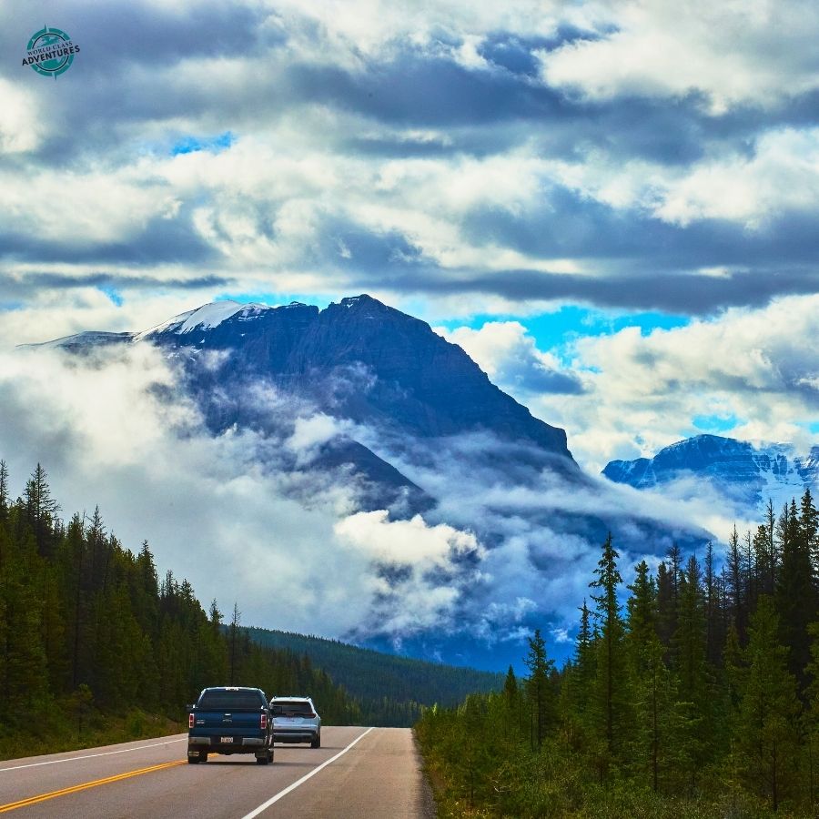 Scenic highway through the mountains on a Canada road trip