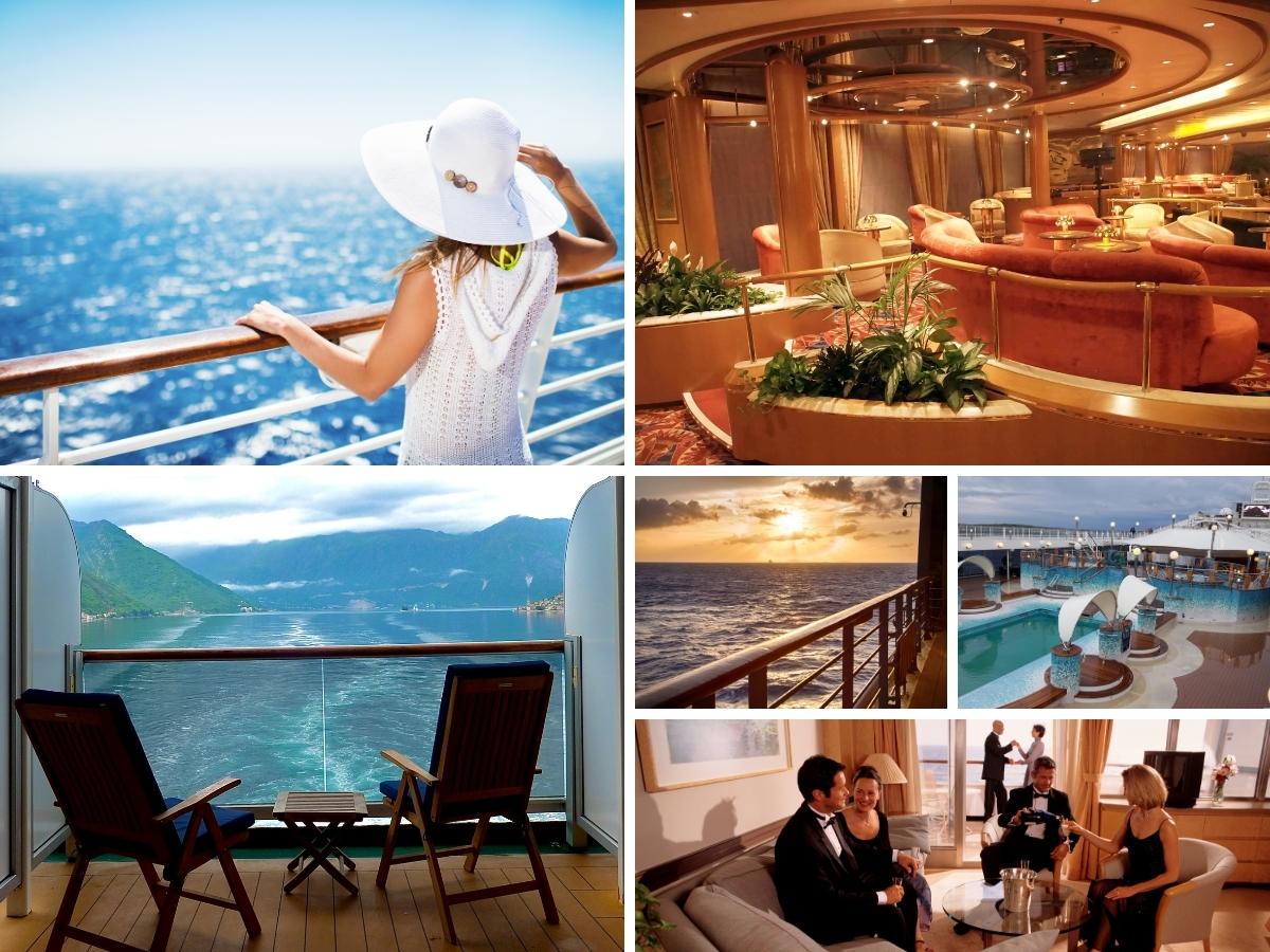 Collage of cruise experiences UK - first-time cruiser FAQs