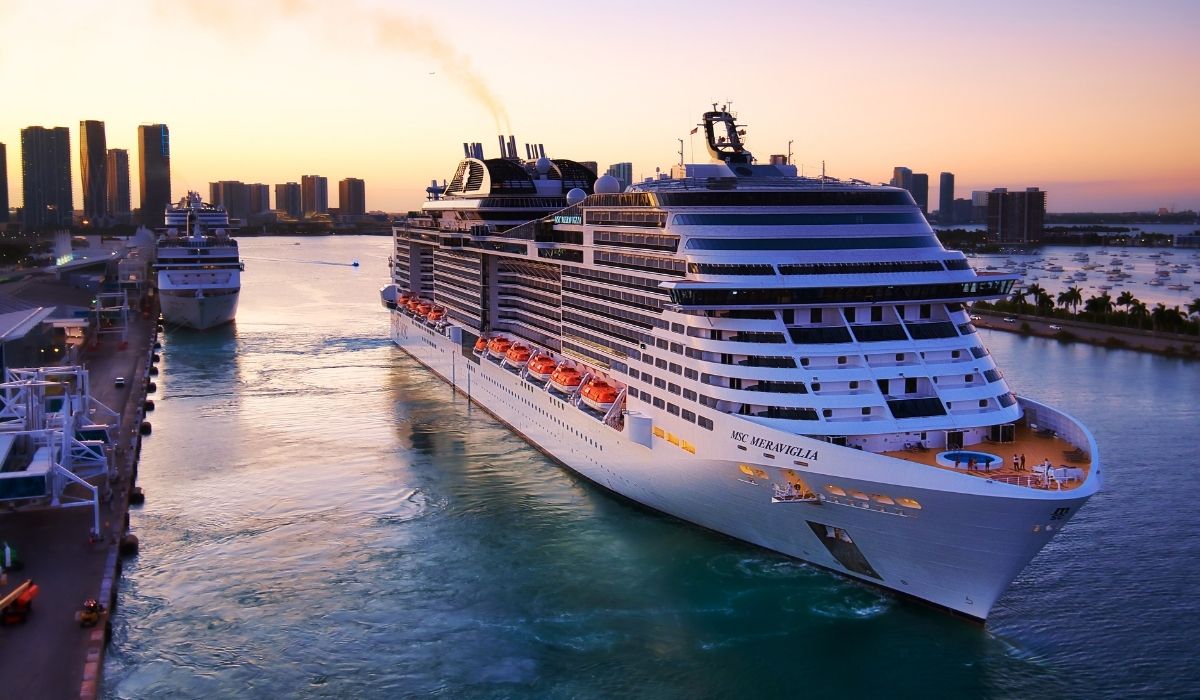 Cruise ship sailaway at sunset - first-time cruiser tips UK