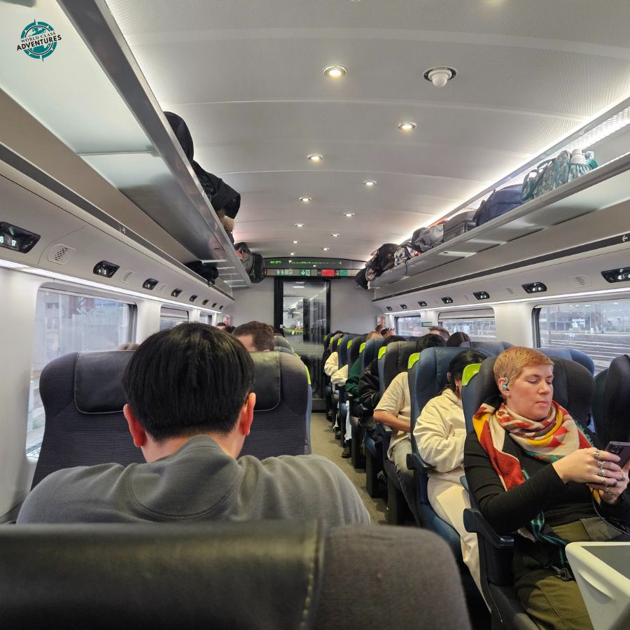 Train carriage interior on a regional service